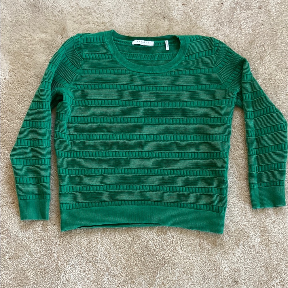 SANDRO Kelly Green Cotton Sweater